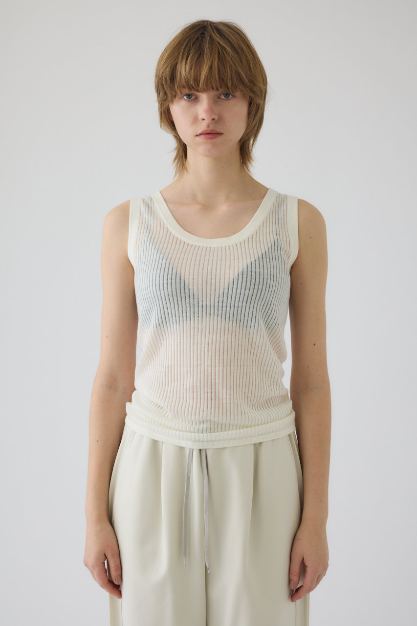 リムアーク/RIM.ARKのNeedle knit tank top/タンクトップ(ホワイト/460JSS70-1121)