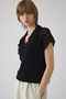【4/15 10:00販売開始】Linen mix open collar tops/トップス リムアーク/RIM.ARK ブラック