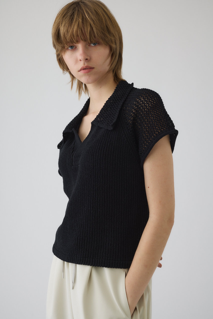 リムアーク/RIM.ARKの【4/15 10:00販売開始】Linen mix open collar tops/トップス(ブラック/460JSL70-1731)