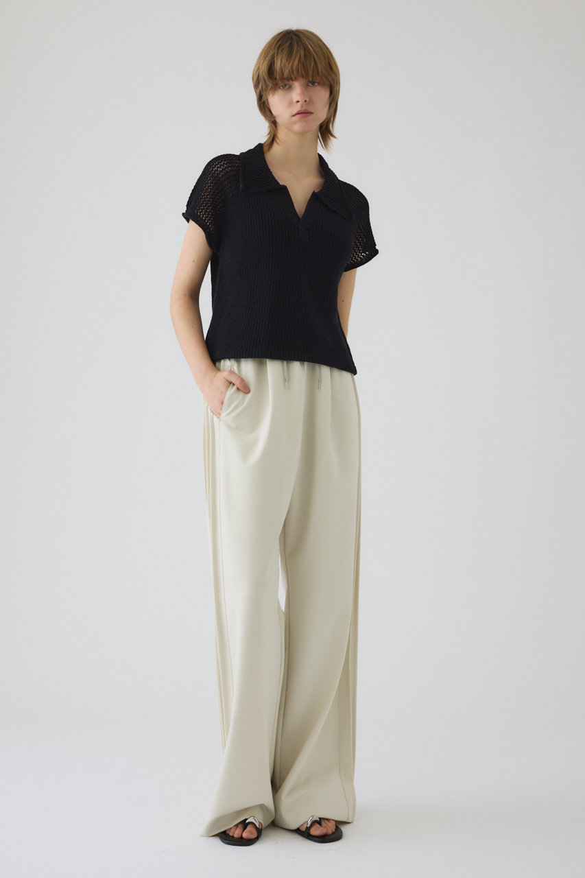 RIM.ARK(リムアーク)｜Linen mix open collar tops/トップス/ブラック