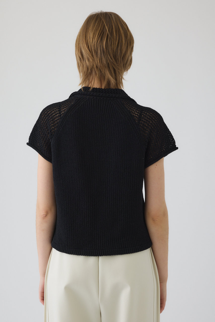 RIM.ARK(リムアーク)｜Linen mix open collar tops/トップス/ブラック