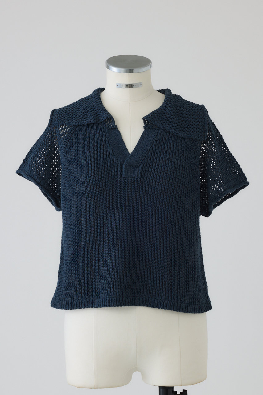 リムアーク/RIM.ARKの【4/15 10:00販売開始】Linen mix open collar tops/トップス(ダークブルー/460JSL70-1731)