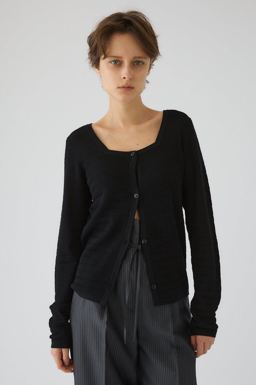リムアーク/RIM.ARKの【5/1 10:00販売開始】Tuck rib knit CD/ニットカーディガン(ブラック/460JSS70-1131)