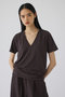 Smooth texture v-neck tee/Tシャツ リムアーク/RIM.ARK ダークブラウン