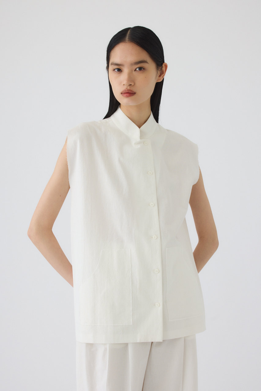 RIM.ARK(リムアーク)｜Linen mix box vest/ベスト/WHT の通販