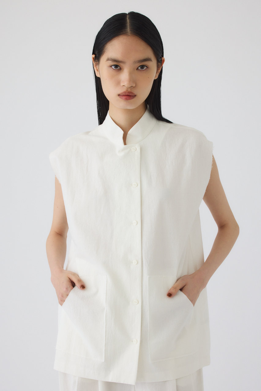 RIM.ARK(リムアーク)｜Linen mix box vest/ベスト/WHT の通販