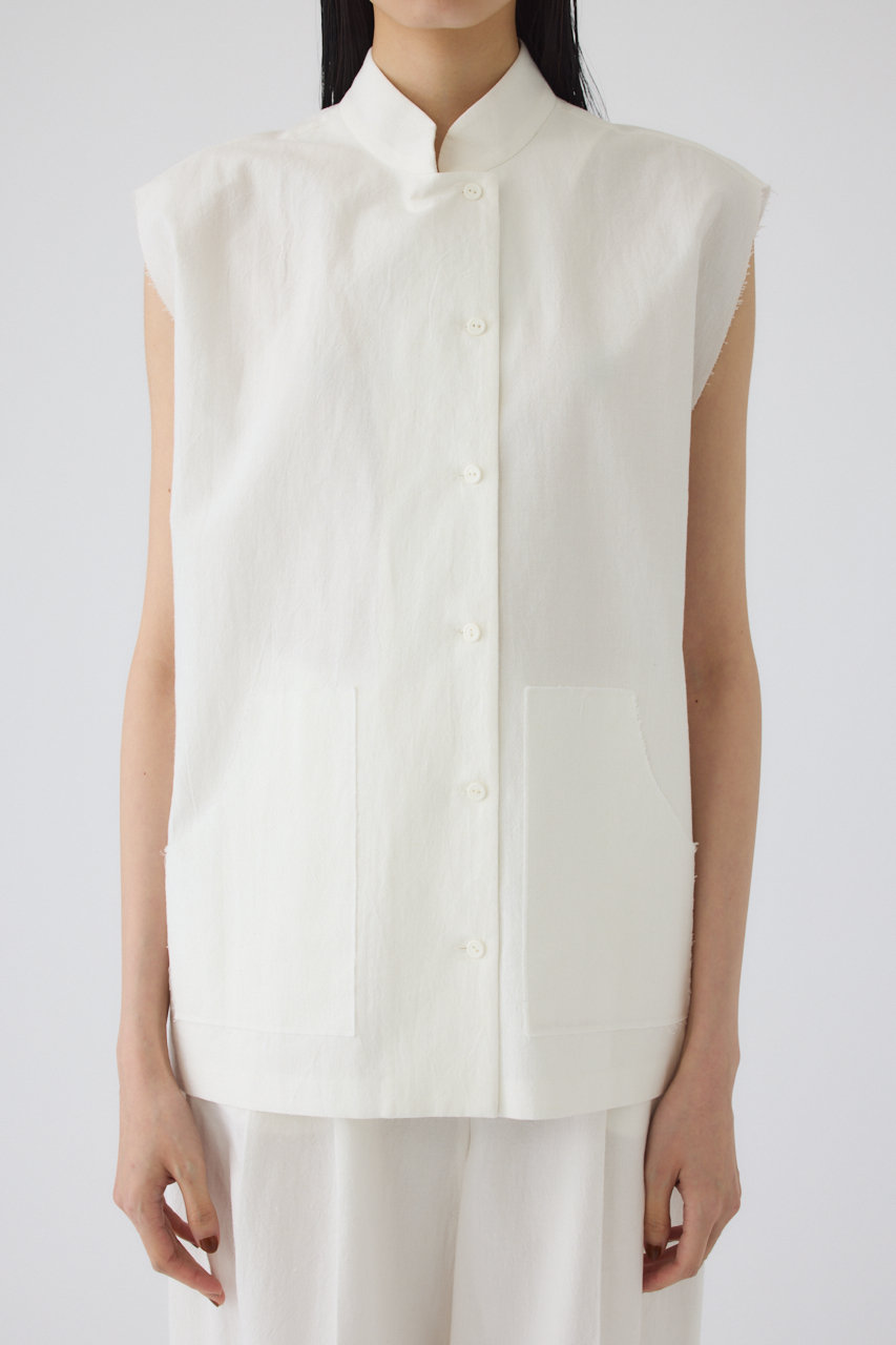 RIM.ARK(リムアーク)｜Linen mix box vest/ベスト/WHT の通販