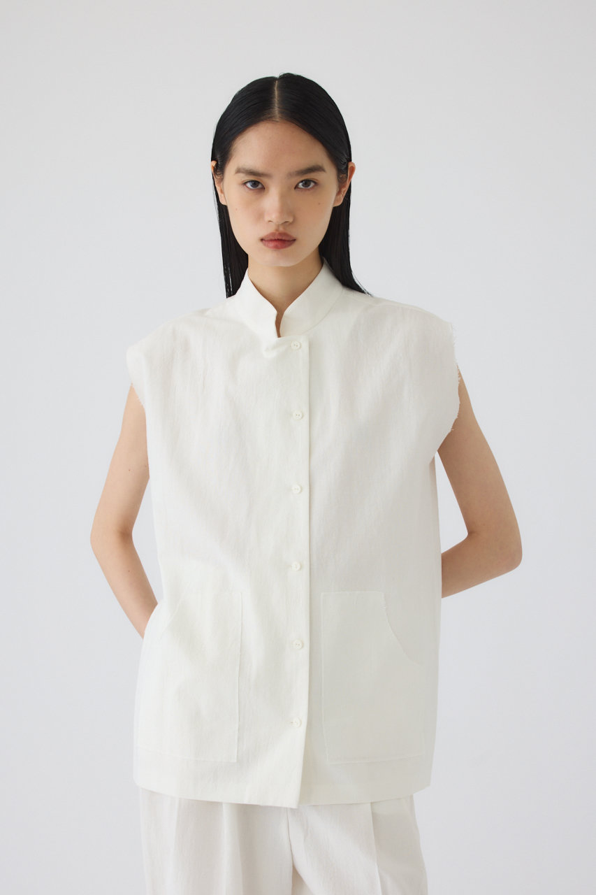 RIM.ARK(リムアーク)｜Linen mix box vest/ベスト/WHT の通販
