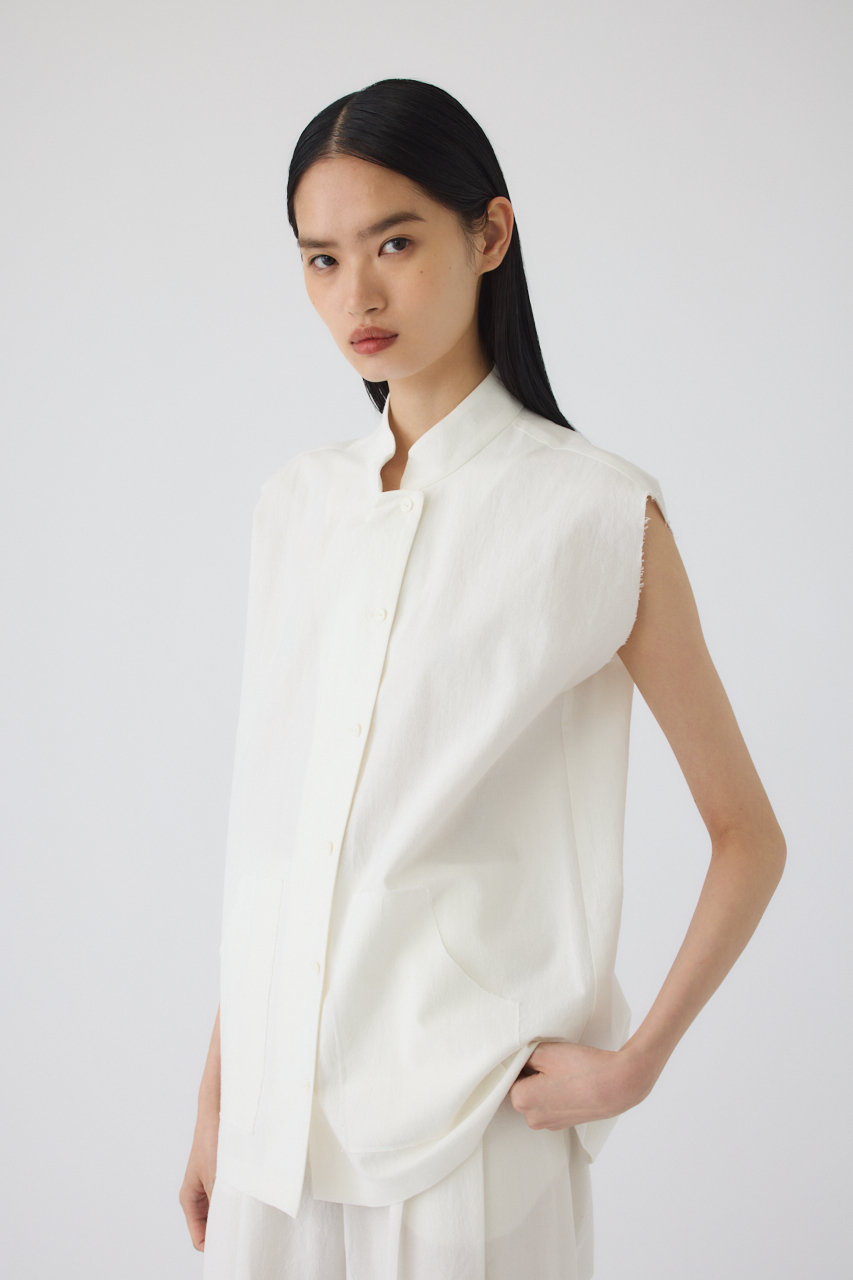 RIM.ARK(リムアーク)｜Linen mix box vest/ベスト/WHT の通販