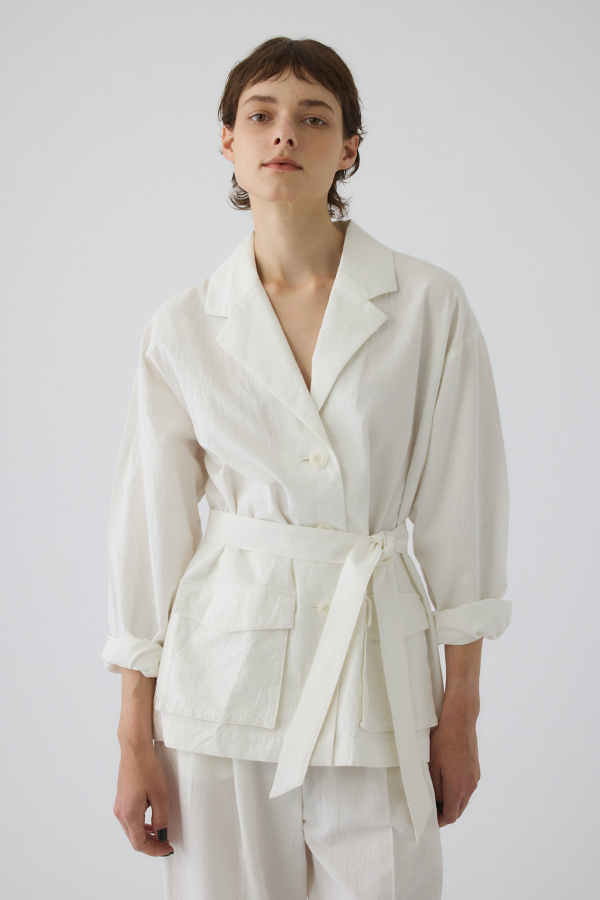 ムーミン RIM.ARK タックポイントワイドロングシャツ RIM.ARK(リムアーク)｜Linen mix shirt JK/シャツジャケット/WHT の