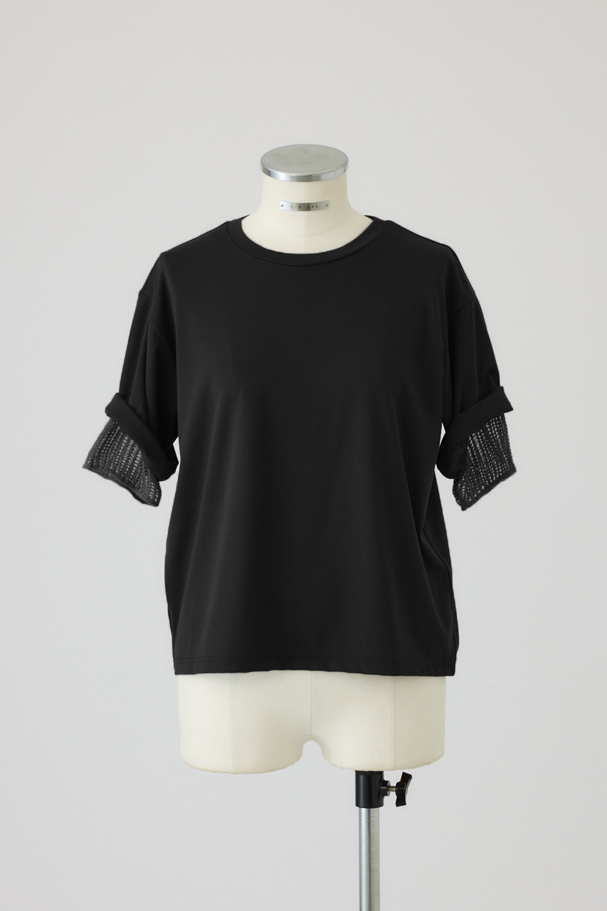 リムアーク/RIM.ARKのMesh layered sleeve tee/Tシャツ(ブラック/460JAN80-0181)