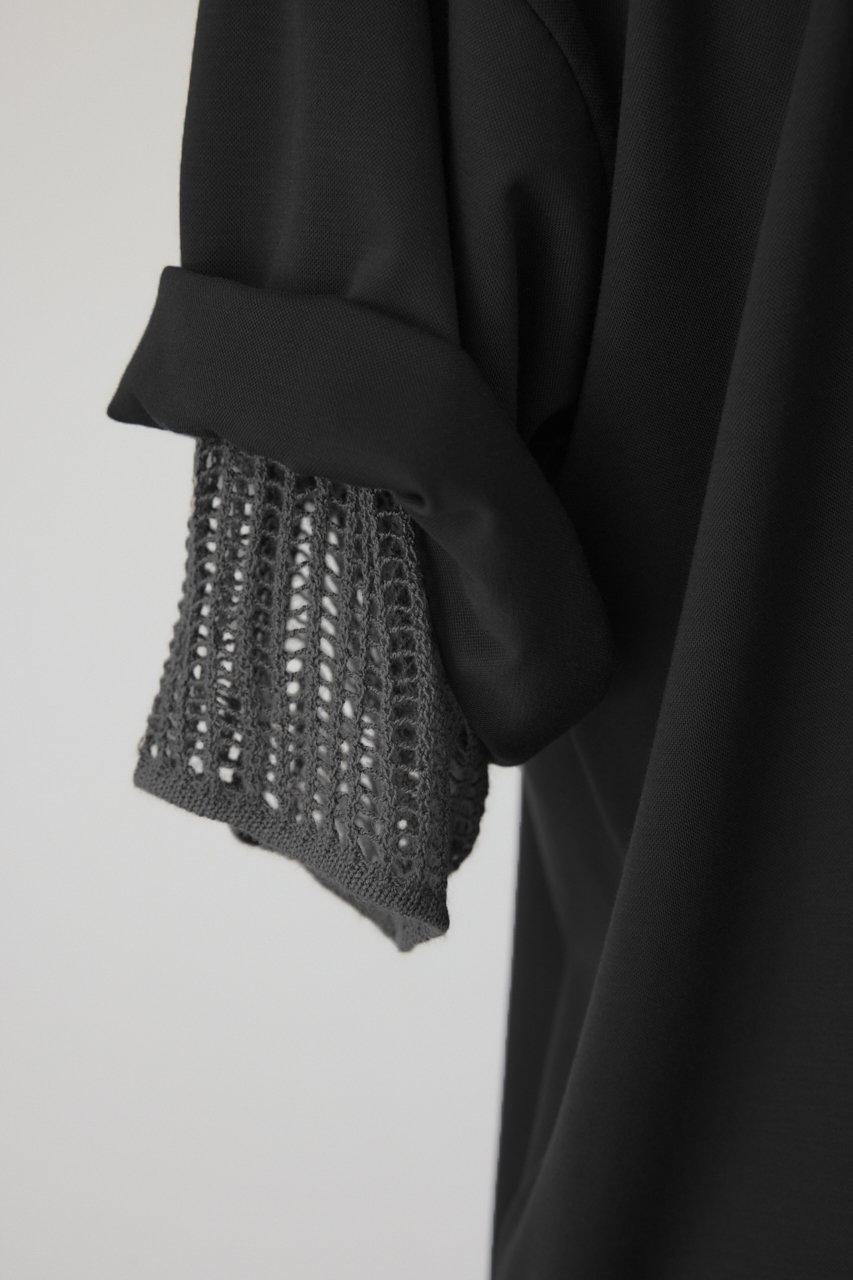 RIM.ARK(リムアーク)｜Mesh layered sleeve tee/Tシャツ/ブラック の 