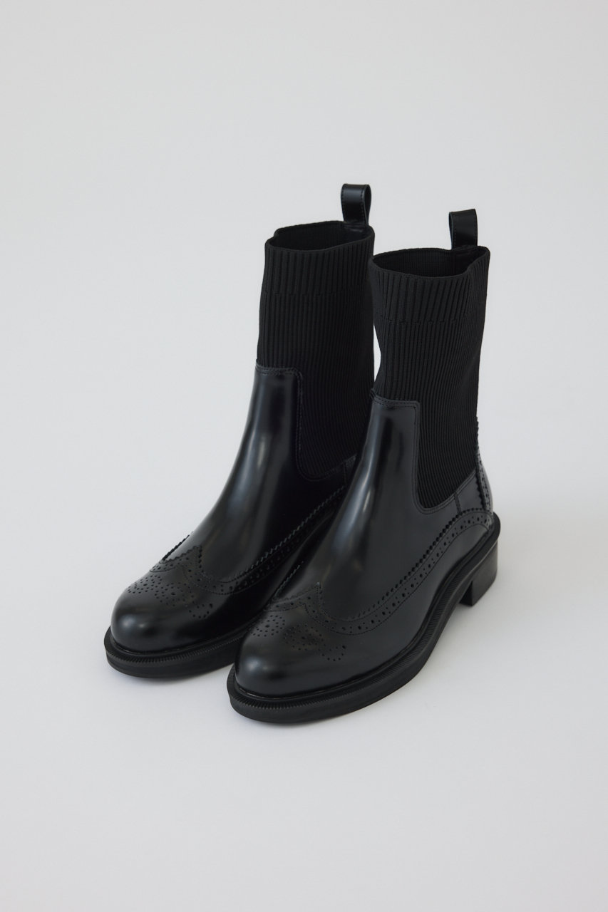 RIM.ARK Wingtip chelsea boots/ブーツ (ブラック, 38(約24.5cm)) リムアーク ELLE SHOP
