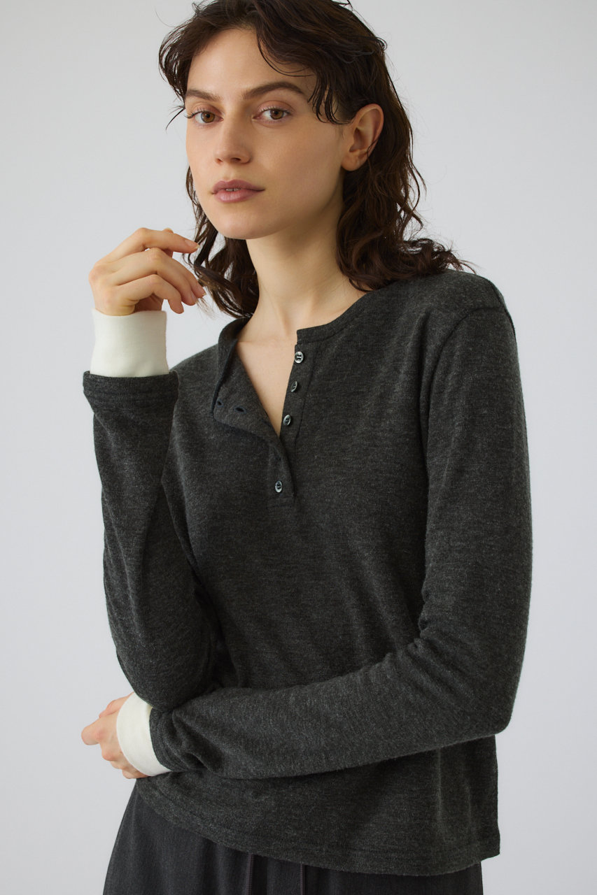 RIM.ARK Essential henley cut tops/トップス (チャコールグレー, FREE) リムアーク ELLE SHOP