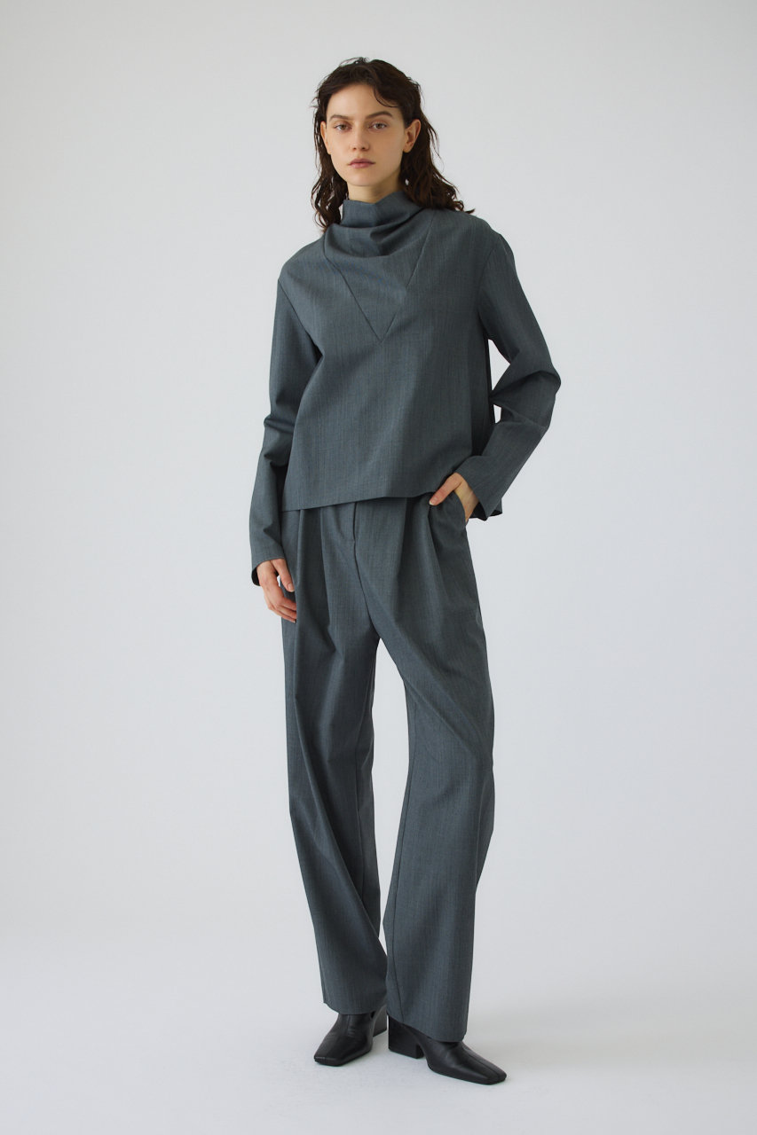 RIM.ARK W tuck wool slacks/スラックス (グレー, 38) リムアーク ELLE SHOP