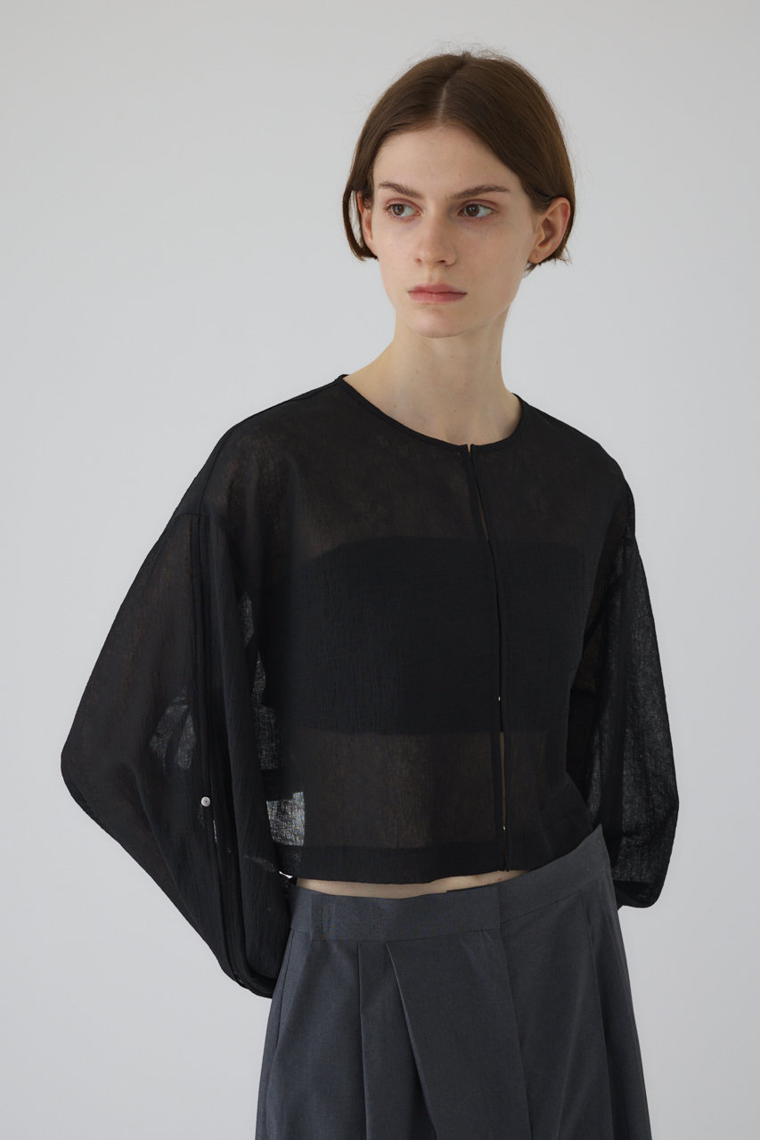 リムアーク/RIM.ARKの【予約販売】Open sleeve sheer SH/シャツ(ブラック/J00JSL30-B002)