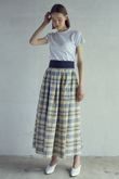 シルクリネンチェックベルトスカート