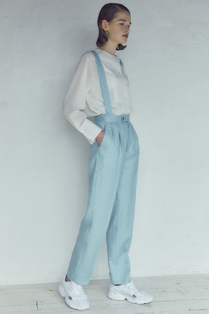 ライフ ウィズ フラワーズ/LIFE WITH FLOWERS.のリネンヘリンボーンサスペンダーパンツ