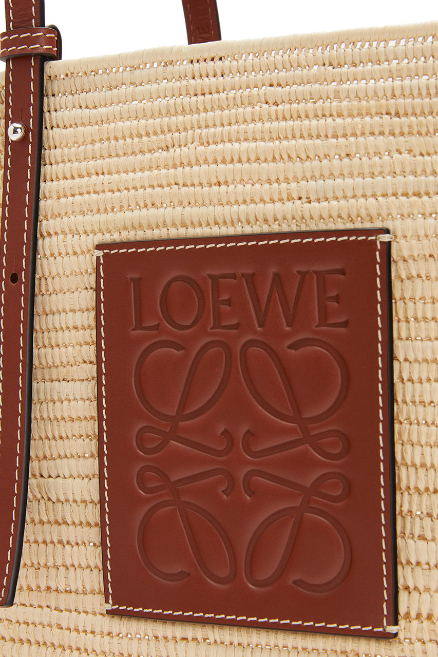 Loewe ロエベ スクエアバスケットバッグスモール ラフィア カーフ ナチュラル ピーカン の通販 Elleshop エル ショップ