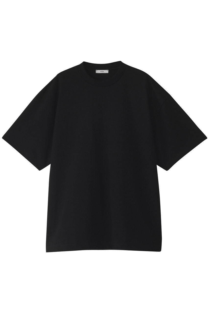 ＜ELLE SHOP＞ ATON 【MEN】SUPIMA AIR 12/ コットンオーバーサイズTシャツ (ブラック 02(44)) エイトン ELLE SHOP画像