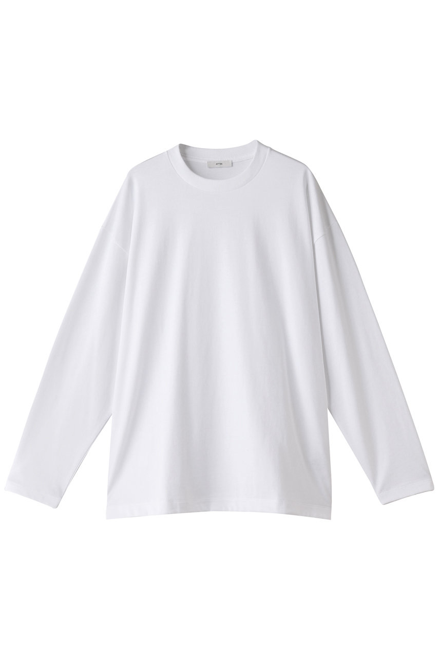 ＜ELLE SHOP＞ ATON 【MEN】SUPIMA AIR 12/ コットンオーバーサイズロングスリーブTシャツ (ホワイト 02(44)) エイトン ELLE SHOP画像