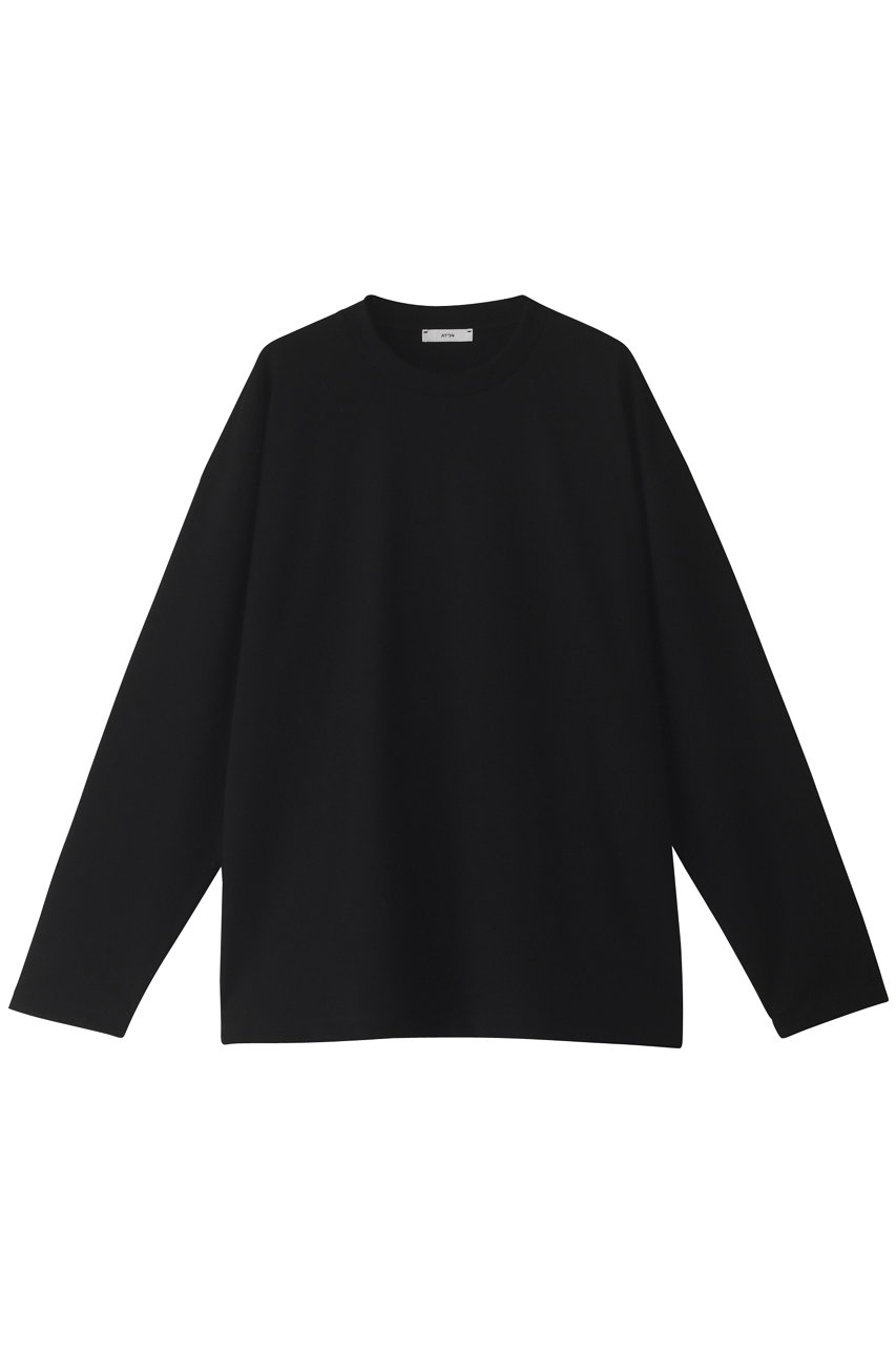 ＜ELLE SHOP＞ ATON 【MEN】SUPIMA AIR 12/ コットンオーバーサイズロングスリーブTシャツ (ブラック 02(44)) エイトン ELLE SHOP画像