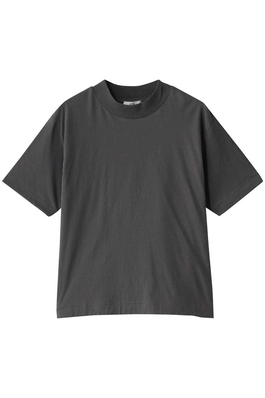 ATON FRESCA NUBUCK モックネック Tシャツ (チャコールグレー, 01(36)) エイトン ELLE SHOP ATON FRESCA NUBUCK モックネック Tシャツ (チャコールグレー, 01(36)) エイトン ELLE SHOP