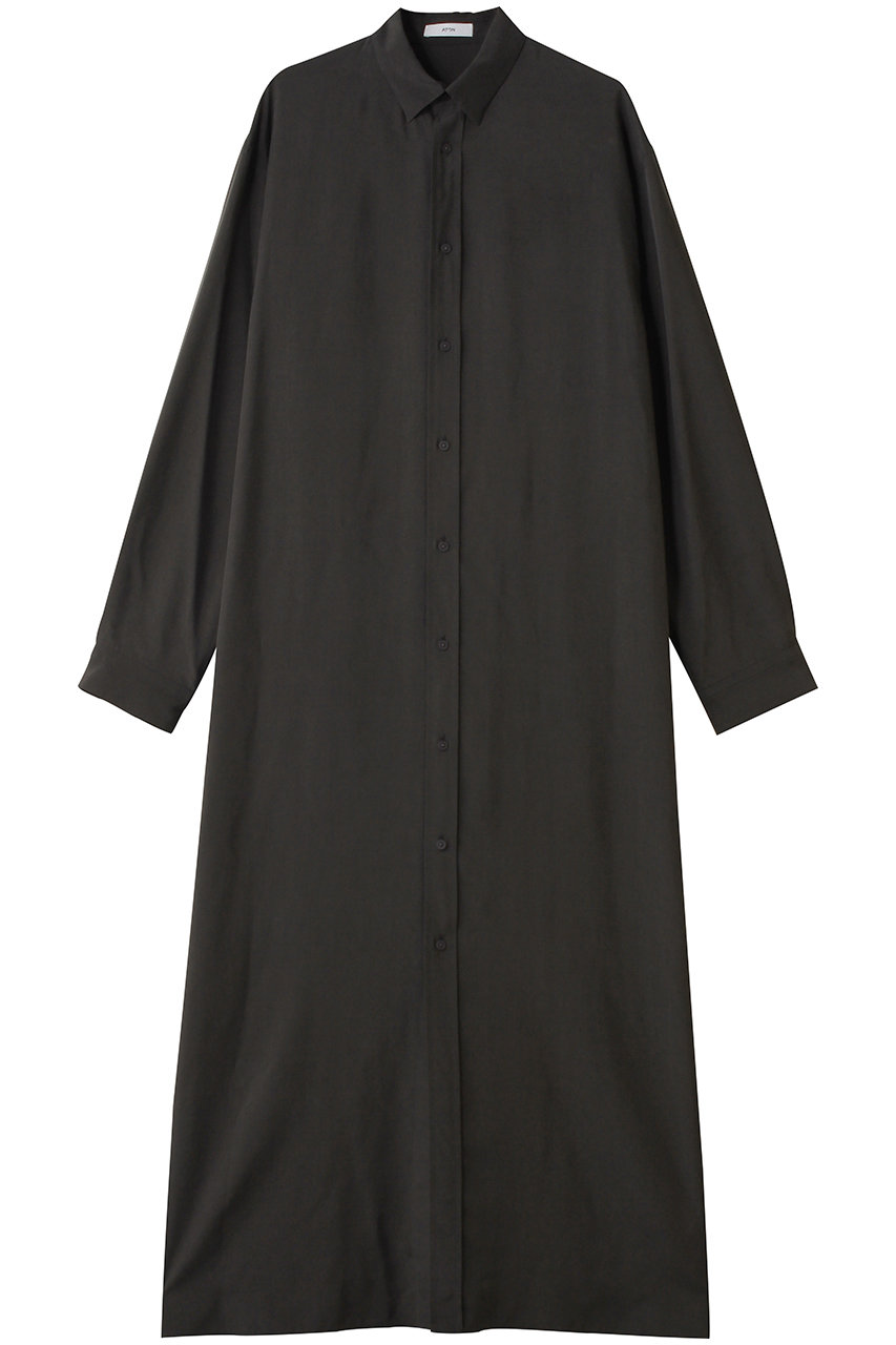 ATON SILK SUEDE ボタンダウン シャツ ドレス (チャコールグレー, 02) エイトン ELLE SHOP ATON SILK SUEDE ボタンダウン シャツ ドレス (チャコールグレー, 02) エイトン ELLE SHOP