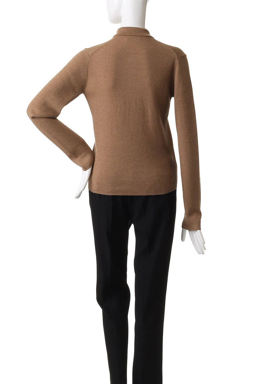 ATON(エイトン)｜RAMIE WOOL リブポロセーター/ベージュ の通販