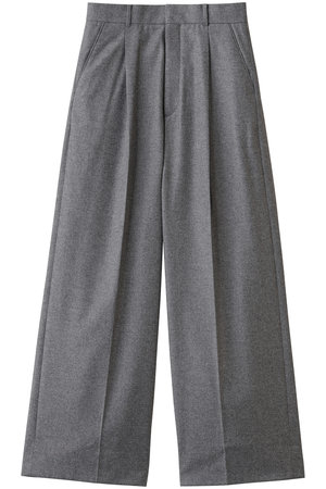 エイトン/ATONのMERINO COLLEGE FLANNEL タックトワイドパンツ(110600/110601)