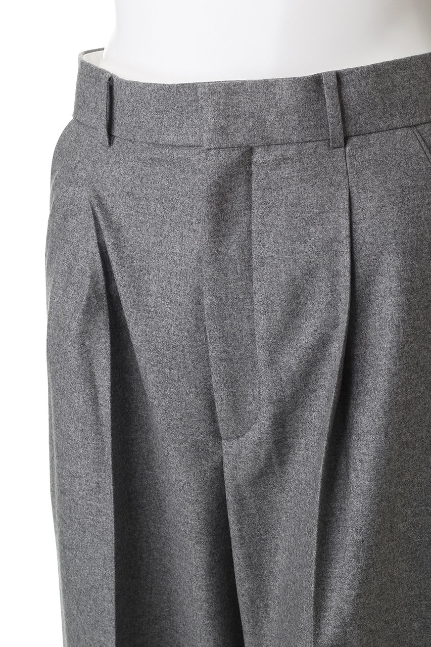 ATON エイトン 1プリーツ スラックス 06 グレー チェック 秋冬 ATON(エイトン)｜MERINO COLLEGE FLANNEL タックトワイドパンツ/トップ