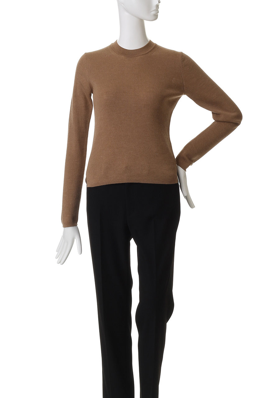 ATON(エイトン)｜RAMIE WOOL リブモックネックセーター/ベージュ の