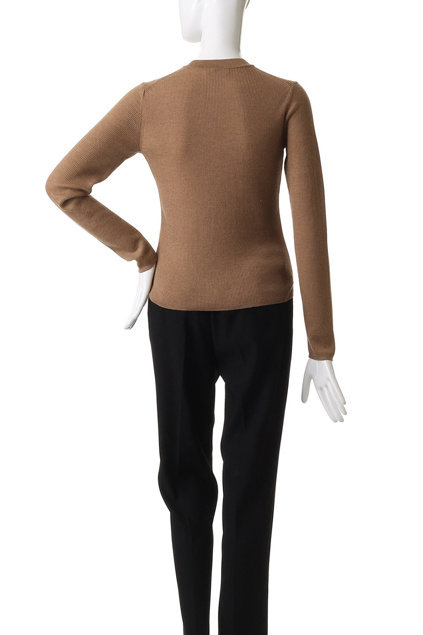 ATON(エイトン)｜RAMIE WOOL リブモックネックセーター/ベージュ の