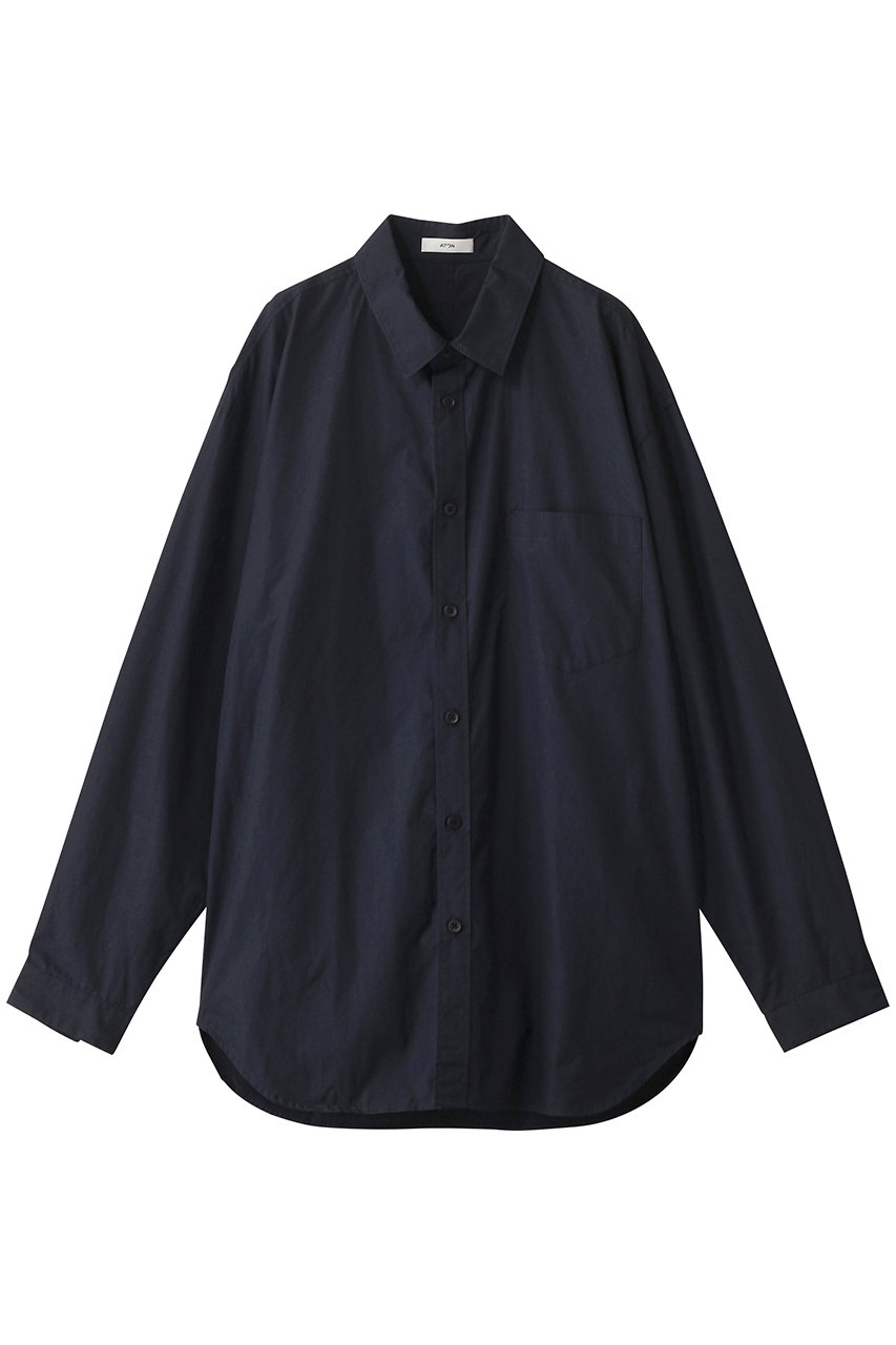 ATON 【UNISEX】SUVIN ブロード ウォッシュド シャツ (ネイビー, 06) エイトン ELLE SHOP ATON 【UNISEX】SUVIN ブロード ウォッシュド シャツ (ネイビー, 06) エイトン ELLE SHOP