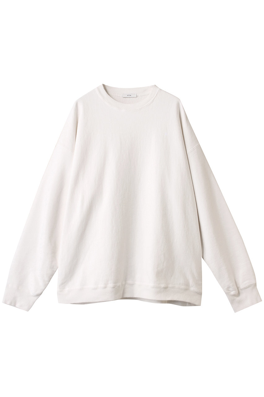ATON 【UNISEX】GARMENT DYED 裏毛オーバーサイズ スウェットシャツ (ホワイト, 06) エイトン ELLE SHOP ATON 【UNISEX】GARMENT DYED 裏毛オーバーサイズ スウェットシャツ (ホワイト, 06) エイトン ELLE SHOP