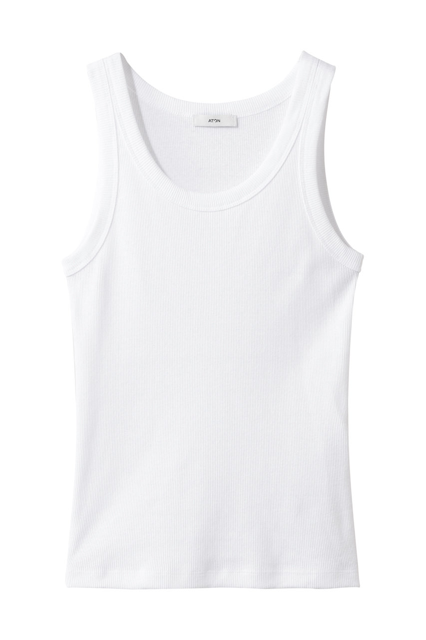 エイトン/ATONのRECYCLE SUVIN リブ タンクトップ(ホワイト/KKAGLM0707)