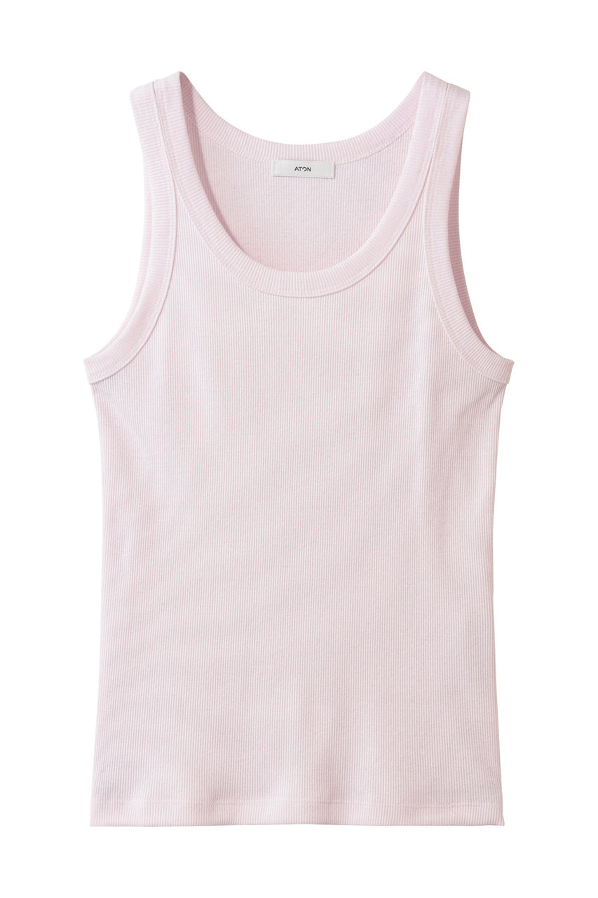 エイトン/ATONのRECYCLE SUVIN リブ タンクトップ(ピンク/KKAGLM0707)