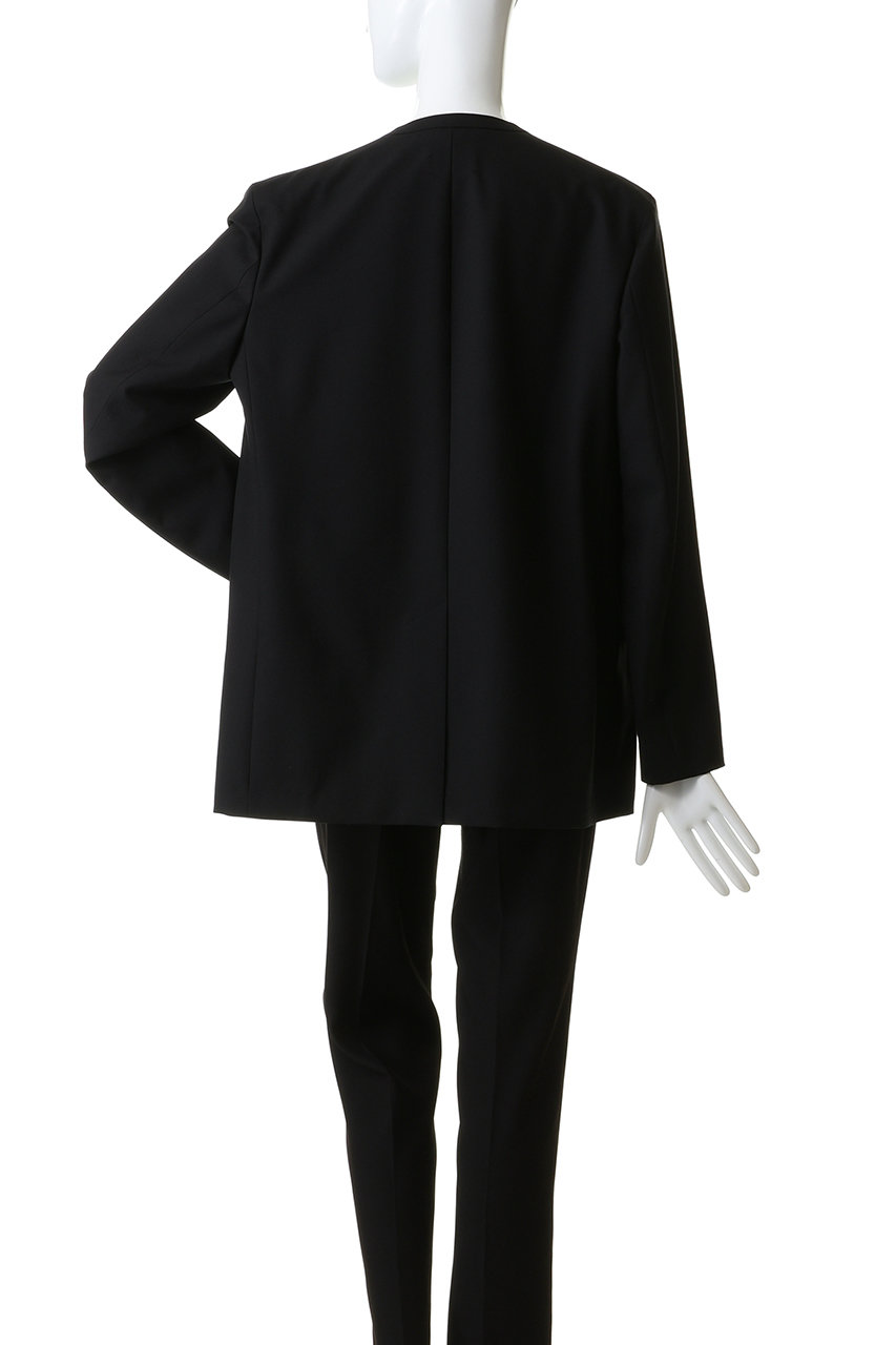 ATON(エイトン)｜ウール トロピカル ノーカラー ジャケット/ブラック