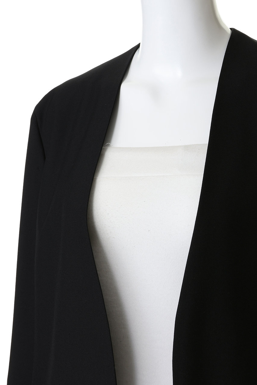 ATON(エイトン)｜ウール トロピカル ノーカラー ジャケット/ブラック