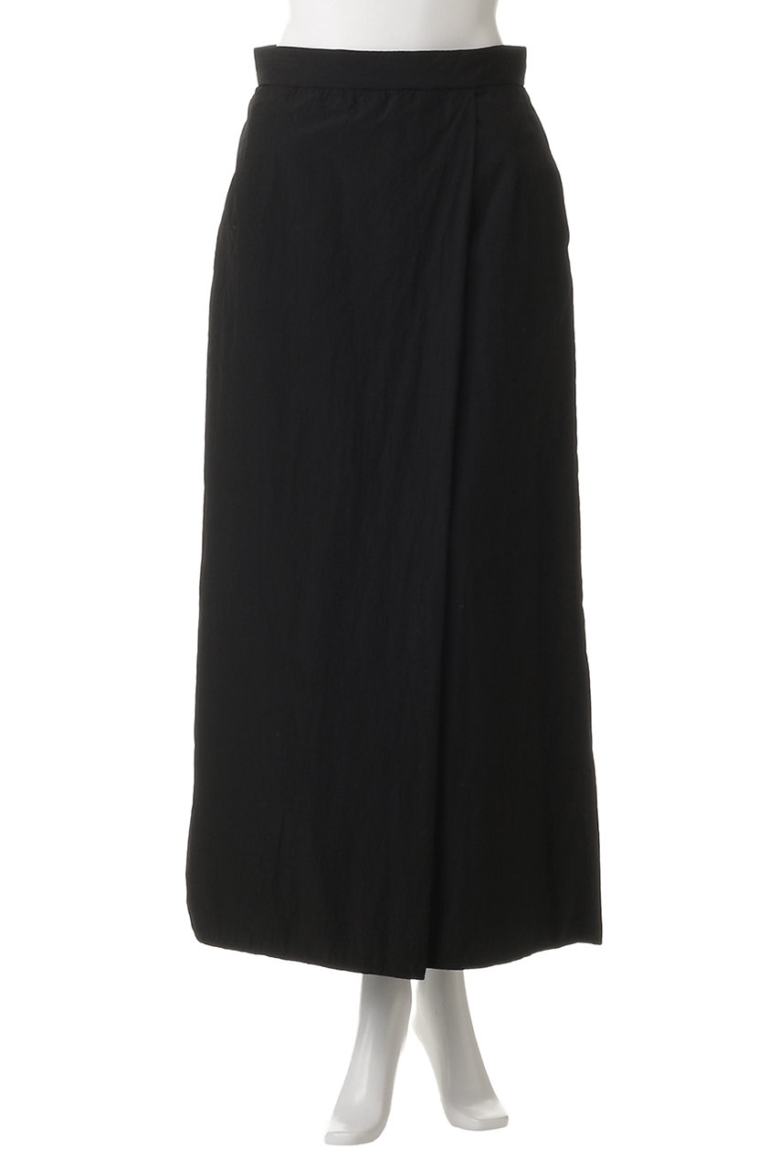 ATON(エイトン)｜HAND DYED ナイロン ラップ スカート/ブラック の通販