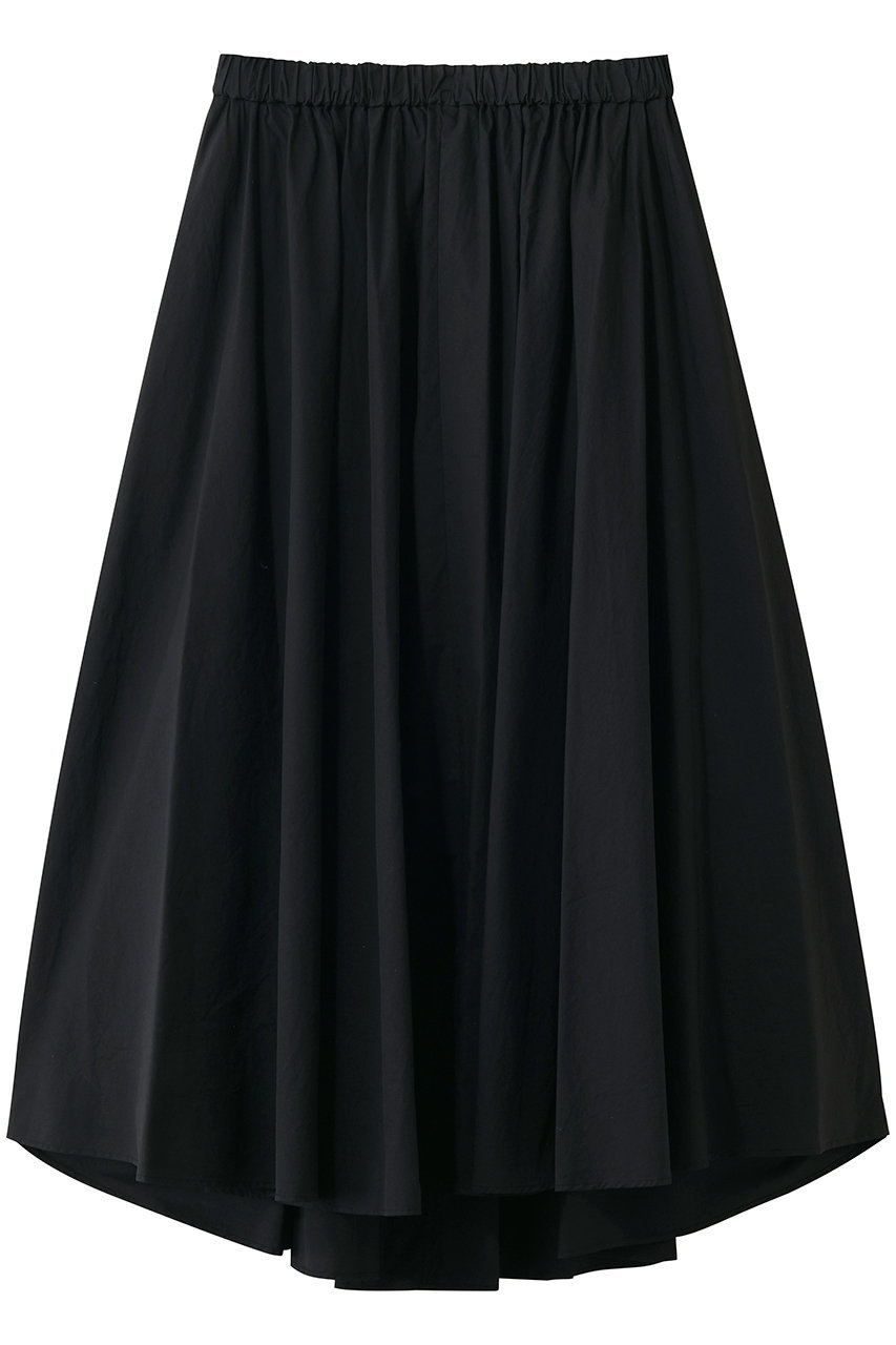 エイトン/ATONのNATURAL DYED コットン ローン ギャザード スカート(ブラック/SKAGLM0406)