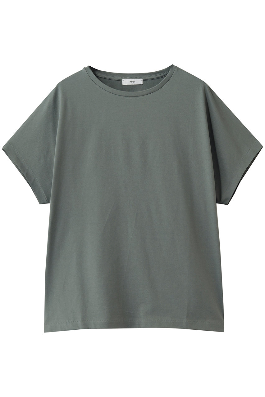 エイトン/ATONのSUVIN 60/2 キャップ スリーブ Tシャツ(カーキ/KKAGLM0017)