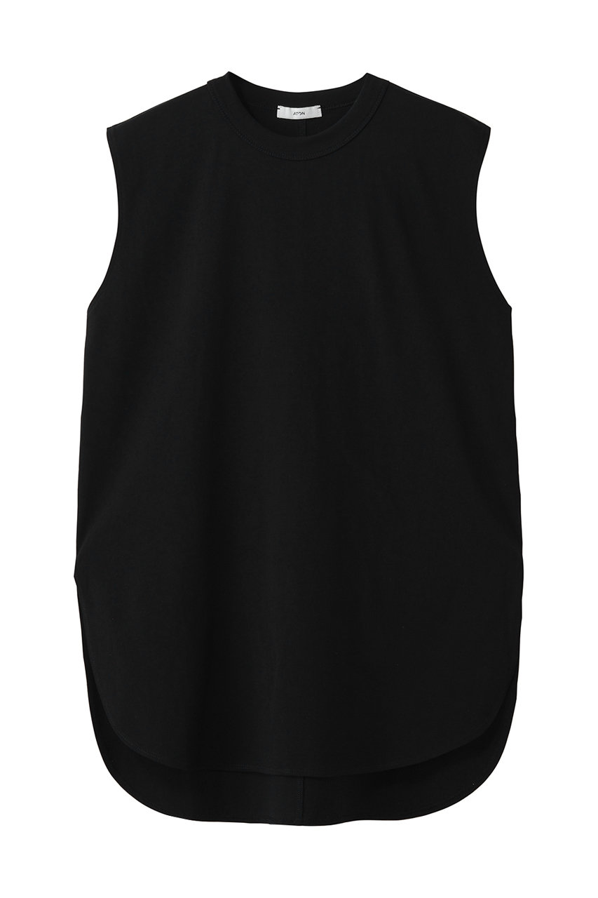 エイトン/ATONのDRY コットン ジャージー ラウンド ヘム タンクトップ(ブラック/KKAGLM0119)