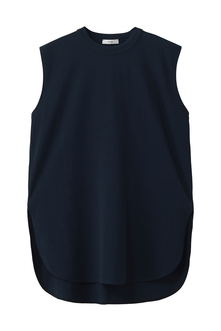 エイトン/ATONのDRY コットン ジャージー ラウンド ヘム タンクトップ(ネイビー/KKAGLM0119)