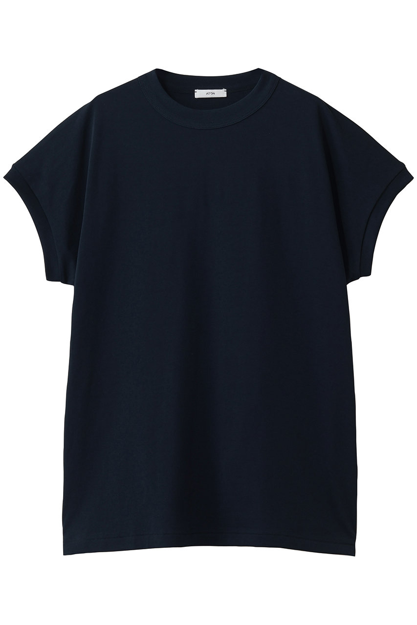 エイトン/ATONのDRY コットン ジャージー オーバーサイズ プルオーバー(ネイビー/KKAGLM0118)