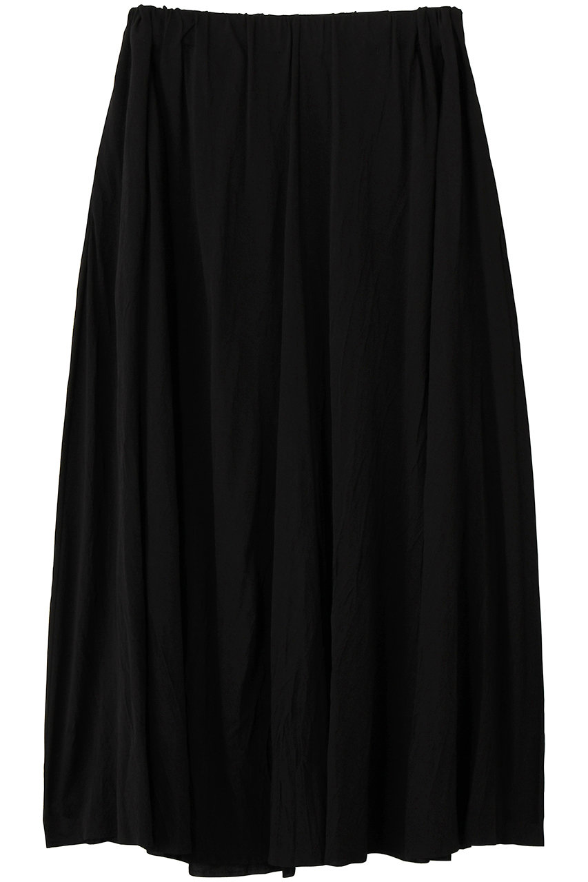 エイトン/ATONのSHRINK FRESCA ジャージー ギャザード スカート(ブラック/SKAGLM0408)