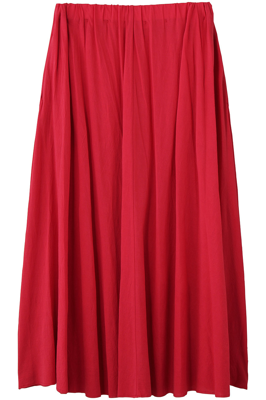 エイトン/ATONのSHRINK FRESCA ジャージー ギャザード スカート(レッド/SKAGLM0408)