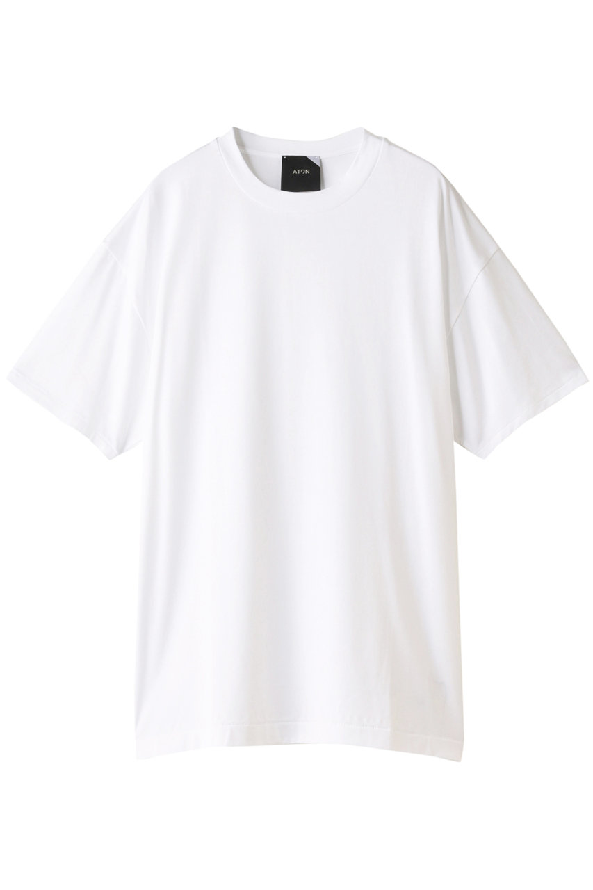 Aton エイトン Unisex コットンオーバーサイズtシャツ ホワイト の通販 Elleshop エル ショップ