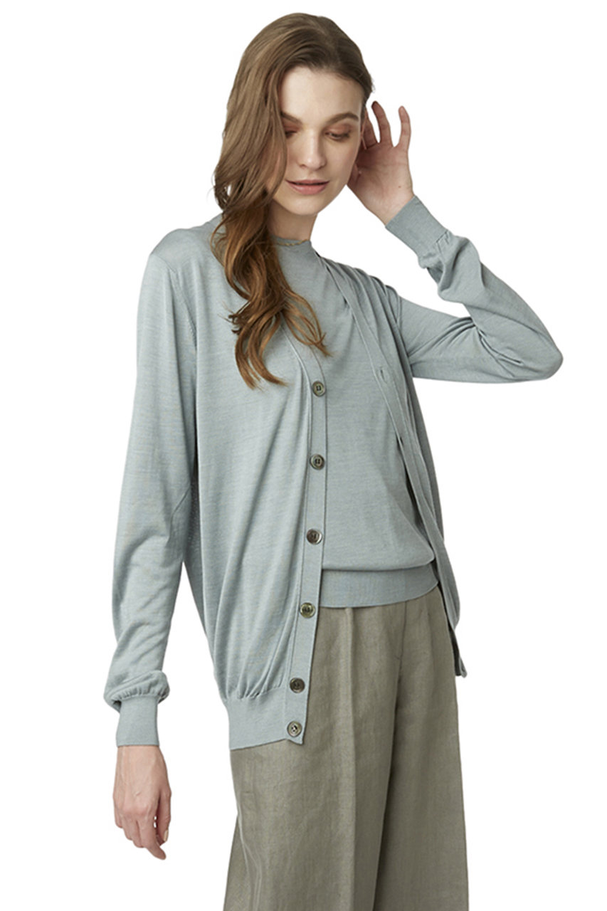 Sloane スローン 18g シルク天竺vカーディガン ブルーグレー の通販 Elleshop エル ショップ