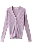 18G シルクワイドリブVネックカーディガン